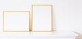 Golden frame on white furniture, luxury home decor and design for mockup, poster print and printable art, online shop