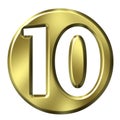 Golden Framed Number 10 Royalty Free Stock Photo