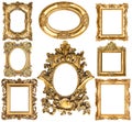 Golden frames. Baroque style antique objects. Vintage collection Royalty Free Stock Photo