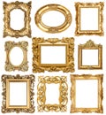 Golden frames. Baroque vintage objects. Antique picture Royalty Free Stock Photo