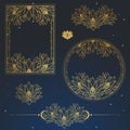 Set of vector design elements with lotus flowers Royalty Free Stock Photo