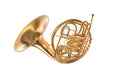 Golden french horn on white background Royalty Free Stock Photo