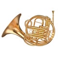 Golden french horn on white Royalty Free Stock Photo