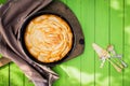 Golden freshly baked apple tart Royalty Free Stock Photo