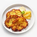 Golden Fried Potato Rosti Served with Applesauce Royalty Free Stock Photo