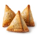 Golden fried samosas ready to eat on white background Royalty Free Stock Photo