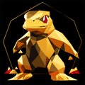 Golden frog on a black background. Polygonal vector illustration. generative AI