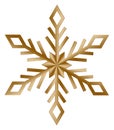 Golden Frosty snowflake with on an isolated white background.