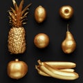 Golden fruits collage Royalty Free Stock Photo