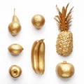 Golden fruits collage Royalty Free Stock Photo