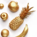 Golden fruits collage Royalty Free Stock Photo