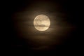 Full Moon with Wispy Clouds in Night Sky Background