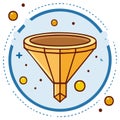 Golden funnel icon symbolizing data filtering, conversion, and business process flow illustration Royalty Free Stock Photo