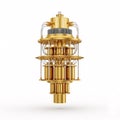 A golden futuristic quantum computer Royalty Free Stock Photo