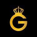 golden g letter  with crown logo vector icon illustration Royalty Free Stock Photo