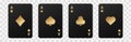 Golden gambling card suits. Black deck for poker