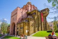 Golden Gate - ancient fortification building monument from times of Kievan Rus in side view of spring photo in frame of green gras