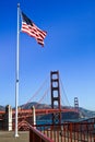 Golden Gate Bridge American Flag Royalty Free Stock Photo