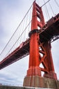 Golden Gate bridge as seen from below on a cloudy day, San Francisco Royalty Free Stock Photo