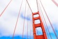 Golden Gate Bridge on a beautiful sunny day with blue sky and clouds in summer - San Fancisco Bay Area, Golden Gate National