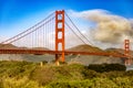 Golden Gate Bridge in the city of San Francisco, in the state of California in the USA, under a blue sky and beautiful clouds Royalty Free Stock Photo