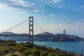 Golden Gate Bridge with Commercial Ship Royalty Free Stock Photo