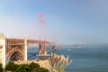 Golden Gate Bridge covered by clouds Royalty Free Stock Photo