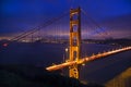 Golden Gate Bridge Evening Lights San Francisco