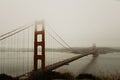 Golden Gate Bridge with fog and overcast weather from scenic viewpoint