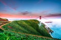 The Golden Gate Bridge in the fog, San Francisco, California, United States of America. Royalty Free Stock Photo