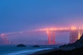 Golden Gate bridge at foggy night Royalty Free Stock Photo