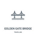 golden gate bridge icon vector from travelling collection. Thin line golden gate bridge outline icon vector illustration. Linear