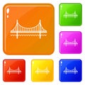 Golden gate bridge icons set vector color Royalty Free Stock Photo