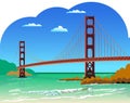 Golden Gate Bridge isolated vector illustration San Francisco California United States of America. Royalty Free Stock Photo