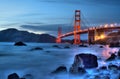 Golden Gate Bridge with Lights. Royalty Free Stock Photo