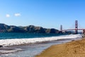 Golden Gate bridge and Marin Headlands from Baker Beach Royalty Free Stock Photo