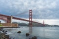 Golden Gate Bridge at morning light looking from Crissy Field Royalty Free Stock Photo