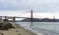 Golden Gate Bridge at morning light looking from Crissy Field Royalty Free Stock Photo