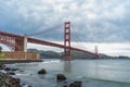 Golden Gate Bridge at morning light looking from Crissy Field Royalty Free Stock Photo