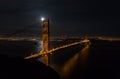 Golden Gate Bridge at night with San Francisco cityscape Royalty Free Stock Photo