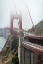 Golden Gate Bridge north tower in the fog, San Francisco, CA, USA Royalty Free Stock Photo