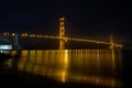 Golden Gate Bridge over San Francisco Bay at Night Royalty Free Stock Photo