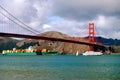 Golden Gate Bridge Container Ship Ferry Boat Royalty Free Stock Photo