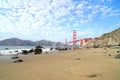 Golden Gate Bridge is Red Bridge seen from Marshall`s Beach in San Francisco, California, United states , USA - Landscape infrastr Royalty Free Stock Photo