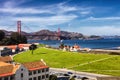 Golden Gate Bridge in San Fracisco City and Crissy Field Royalty Free Stock Photo