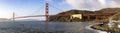 The Golden Gate Bridge in San Francisco across the bay of the Californian city. Famous bridge in the state of California. Royalty Free Stock Photo