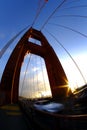 Golden Gate Bridge In San Francisco At Evening Sunlight