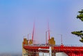 Golden gate bridge San Francisco on a foggy day with traffic on the bridge Royalty Free Stock Photo