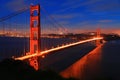 Golden Gate Bridge of San Francisco at night Royalty Free Stock Photo