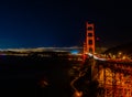 Golden gate bridge San Francisco at night with car lights trails Royalty Free Stock Photo